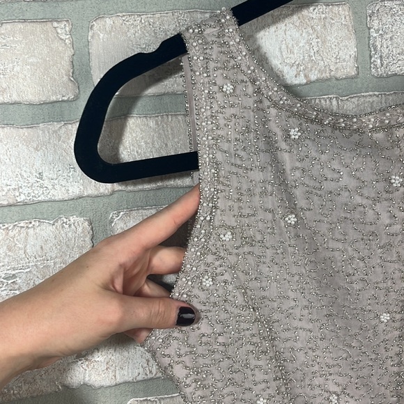 Adrianna Papell Occasions Silk Bead Embroidered Tank- Size 6 - Picture 5 of 6